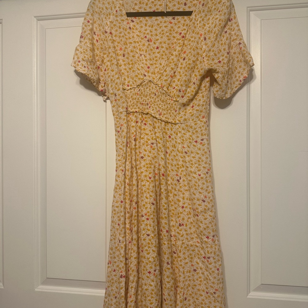 Free People Yellow Floral Midi Dress